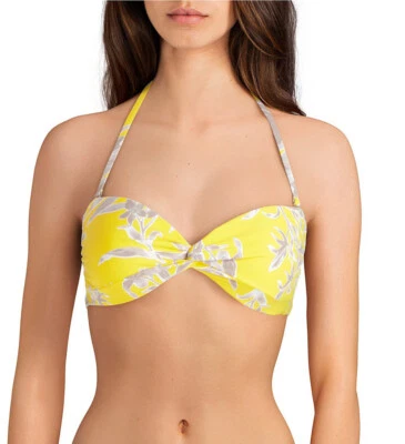 Gianni Bini Yellow Molded Cup Halter Push Up New Womens Bikini Top Medium - Imagem 1 de 3
