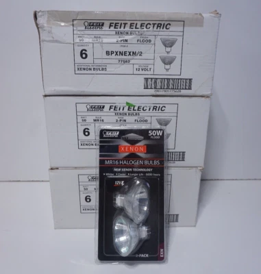 FEIT ELECTRIC 50W FLOOD XENON MR 16 BULBS 12V EXN (6 pcs-2 pack) 12 bulb total - Image 1 of 4