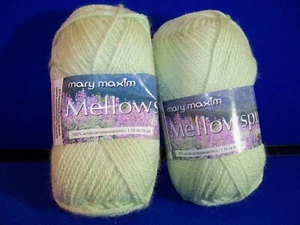 Lot 2 Skeins Mellowspun Mary Maxim # 600 Yarn 1 3/4 oz each More Av Spring Green - Picture 1 of 4
