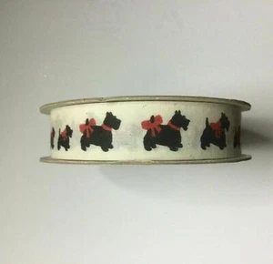 Scottish Terrier Vintage Ribbon Scottie Dog Hair Bows Crafts 1" in 25 yds - Picture 1 of 3