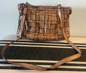 Costanza Rota Buttery Soft Leather Brown Woven Crossbody Bag Shoulder Handbag - Picture 1 of 21