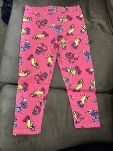 Spotted Zebra Girls Pink Fun Food Skateboarding Leggings Size large (9) Stretch - Picture 1 of 8