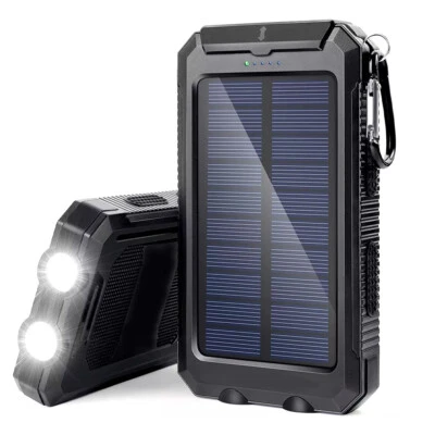 Banco de energía solar 9000000 mAh cargador portátil con linterna/brújula para teléfono celular Foto 1 de 4