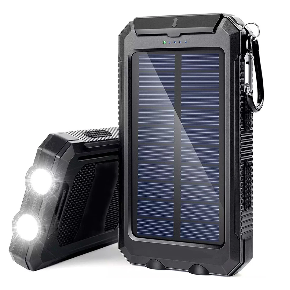 Banco de energía solar 9000000 mAh cargador portátil con linterna/brújula para teléfono celular Foto 1 de 4