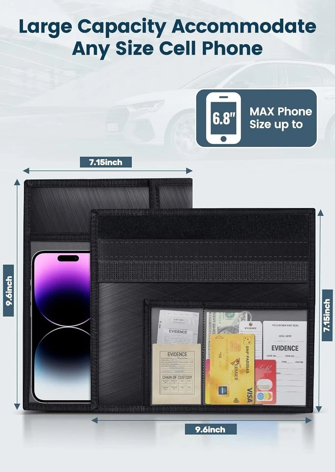 SAMFOLK Large Faraday Bag for Phone Car Keys Credit Card Passport - Signal Blocking ADXA