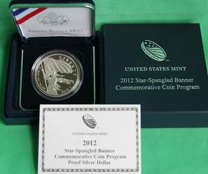 2012 P Star-Spangled Banner PROOF Silver Dollar US Mint $1 Coin Box and COA - Picture 1 of 3