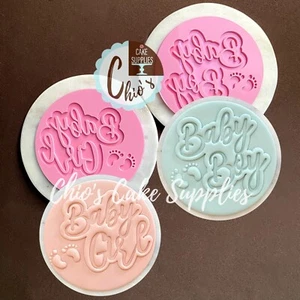 Baby Junge & Baby Mädchen/Baby Dusche Thema Fondant Debosser Stempel, 3 Zoll Durchmesser - Bild 1 von 8