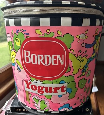 COOL COOLER 1970 Borden Yogurt Psychedelic PETER MAX Vinyl Tote Very Rare MOD - Image 1 of 4