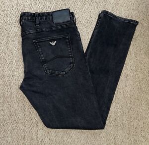 MEN’S ARMANI J06 Black Denim Jeans - Slim Fit - Good Condition - Size W34 L31