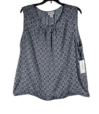 Liz Claiborne Womens Sleeveless Blue Floral Tank Top Size XXL Polyester NWT - Image 1 of 4