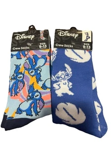 2 Pack Disney Stitch Crew Socks Sz 9-13🔥 - Picture 1 of 2