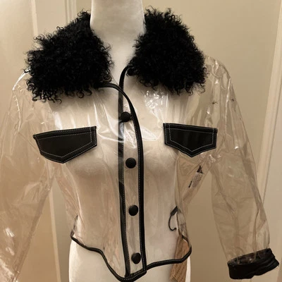 Guido Pasquali Milano WT  See-through Rain jacket with Detachable Fur Collar XS - Image 1 of 4