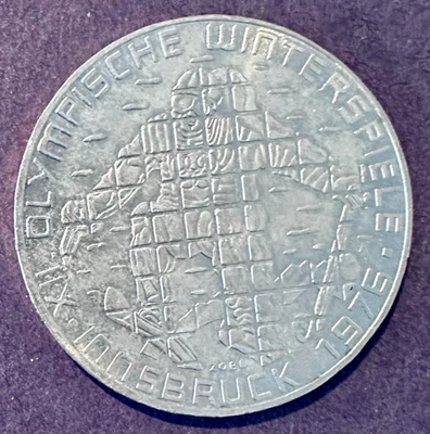 1976 Austria Winter Olympics Silver 100 Schillings -- Skier -- BU - Image 1 of 2