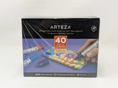 Arteza Set of 40 Acrylic Paint Markers w/Replaceable Round and Chisel Nibs - Image 1 of 4