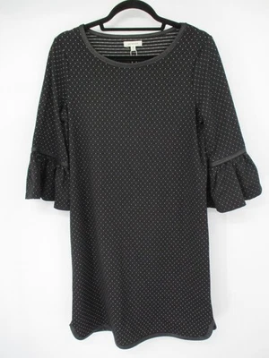 Max Studio Womens Dress M Black Bell Sleeve 3/4 Dress Polka Dot Dotted New - Image 1 of 4