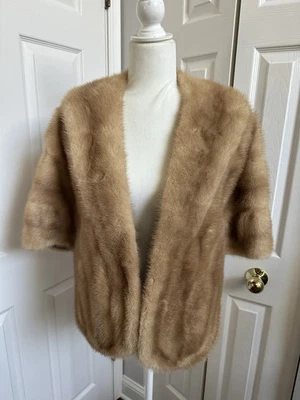 Chaqueta bolero vintage Franklin Simon New York genuina de piel de visón estola envolvente capa Foto 1 de 4