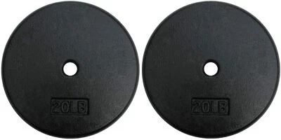 A2ZCARE Standard Cast Iron Weight Plates 1-Inch Center-Hole (20lb - pair)
