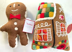 Pottery Barn Rifle Paper Co Gingerbread House & PBK Georgie Man Pillow Set NWT - Picture 1 of 7