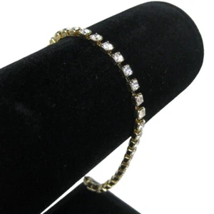 Goldtone Rhinestones Tennis Bracelet  7 In Jewelry Vintage STYLE Delicate - Picture 1 of 3