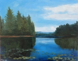 Original oil painting, new, signed, lake - Picture 1 of 1