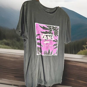 🚨Retro VANS Tropical Leaves Skateboard Off the Wall Black/Purple T Shirt Size~M - Picture 1 of 3