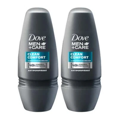 Dove Men+Care Clean Comfort Antiperspirant Roll On Deodorant, 50ml (Pack of 2) - Image 1 of 3