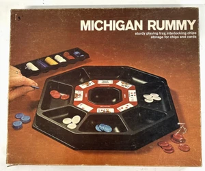 Bandeja de plástico vintage Michigan Rummy fichas 1974 en caja Lowe #2466 - Imagen 1 de 10
