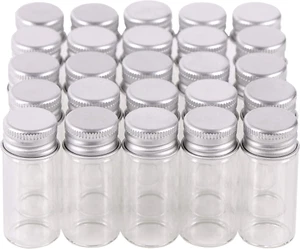 Maxmau 100 10Ml Vials Small Mini Tiny Glass Bottles Clear Empty Jars with Alumin - Picture 1 of 12