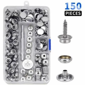 150Pcs Metal Snap Fasteners Kit Press Studs Buttons Tool Women Men Craft Leather - Picture 1 of 28