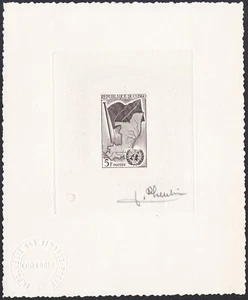 Congo Sc93 Admission to UN, Flag, Map, Signed Chocolate Die Proof - Picture 1 of 1