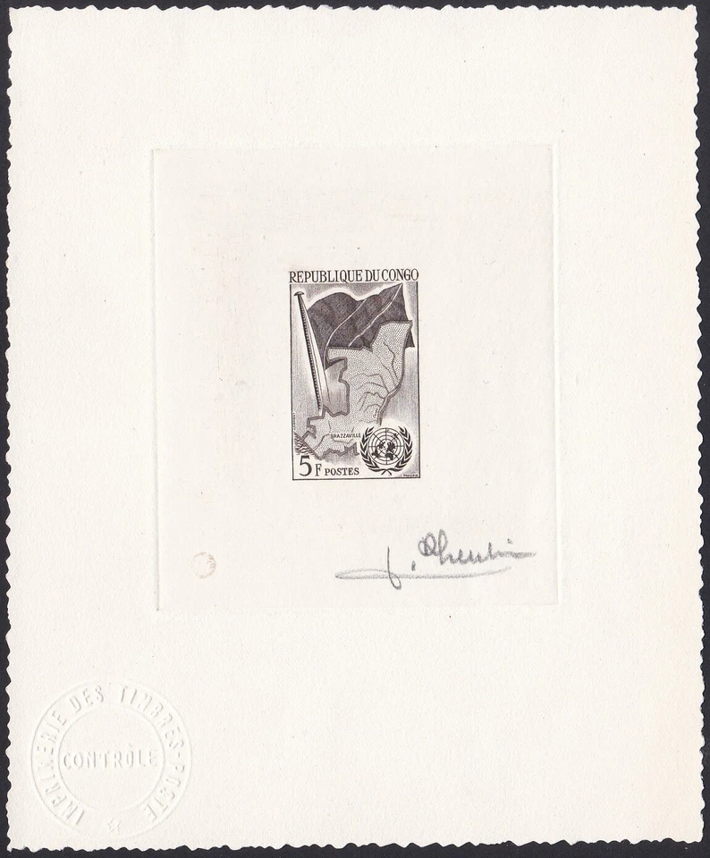 Congo Sc93 Admission to UN, Flag, Map, Signed Chocolate Die Proof - Image 1 of 1