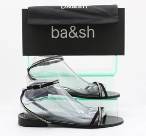 BA&SH CIBIL KRISTALL WILDLEDER DAMEN FLACHE SANDALEN UK 6,5 EU 40 SCHWARZ UVP 195 £ AD - Bild 1 von 9