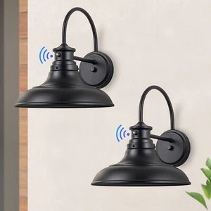 1-Light Matte Black Dusk to Dawn LED Outdoor Barn Light (2-Pack) - Picture 1 of 12
