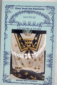 Nautucal Easy Iron On Patterns Glitzy Fashion Anchors And Stars Uncut - Picture 1 of 4