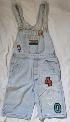 Stylische Chambers Latzhose in L kurz aus Frankreich der 80er Jahre bestickt - Bild 1 von 4