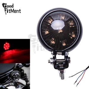 Motorrad LED Rücklicht 12V Bremsleuchte Schwarz Custom Old School Bobber Chopper - Bild 1 von 11