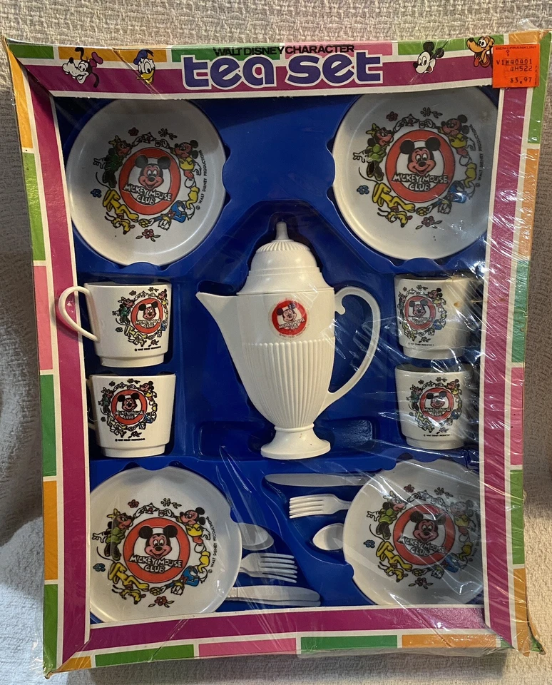 Juego de té vintage de 22 piezas de personaje de Walt Disney en caja Mickey Mouse Club 1434 Foto 1 de 4