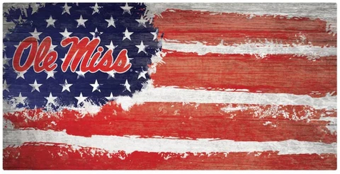 Ole Miss Rebels "Flag Themed" Wood Signs 6"x12" Cover
