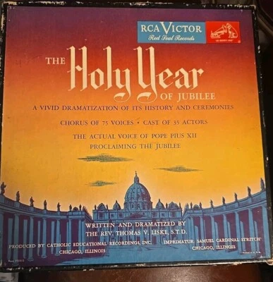 Box Set The Holy Year of Jubilee 45 RPM Red Vinyl Voice of Pope Pius XII - Image 1 of 4