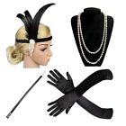 1920S Flapper Headband Gatsby Necklace Gloves Roaring 20S Flapper Cosplay-