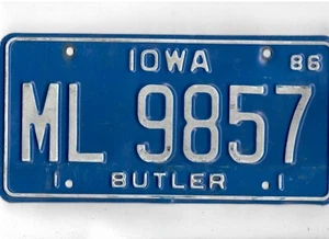 IOWA 1986 license plate "ML 9857" ***BUTLER*** - Picture 1 of 1