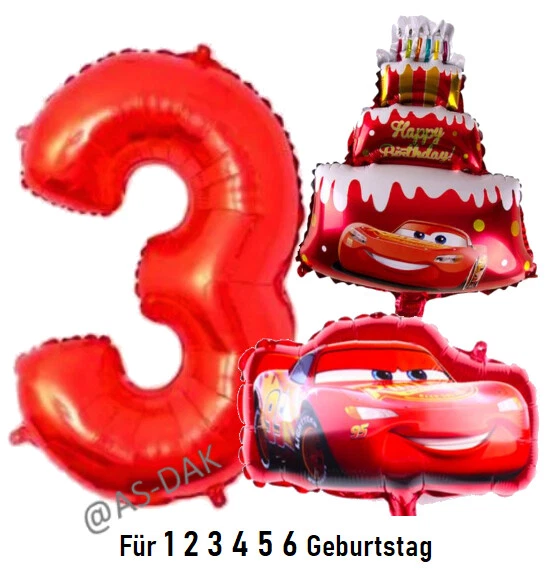 Cars McQueen Folienballon Auto Sets Ballons Zahl 1-6 Rot Junge Geburtstag Party - Bild 1 von 1