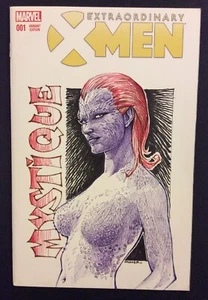 EXTRAORDINARIAMENTE X-MEN #1 Cómic CUBIERTA DE ARTE ORIGINAL Jennifer Lawrence MYSTIQUE CERTIFICADO DE AUTENTICIDAD - Imagen 1 de 6
