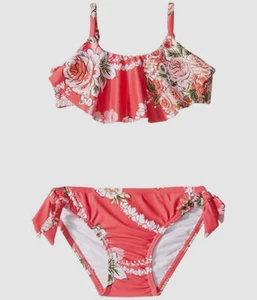 $163 Seafolly Girls Pink Swimwear Ruffle Tankini Two-Piece Bikini Set AUS Size 5 - Picture 1 of 1