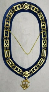 COLLAR DE CADENA DE LODGE AZUL MASÓNICO CON JOYA OFICIAL ELECTRICISTA GRATUITA - Imagen 1 de 3