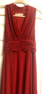 Evan Picone rot V-Ausschnitt Neckholder Marilyn Monroe Stil gerafft dehnbar Kleid Gr 8 - Bild 1 von 13