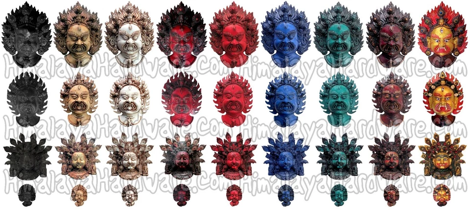 Máscara Bhairava de resina: oro rojo negro Bhairav Bhairab Kala Mahakala Shiva Akash Foto 1 de 1