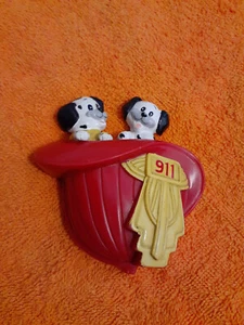 911 Fireman Helmet Refrigerator Magnet 3 Strong Magnets On Back with 2 dogs - Picture 1 of 3