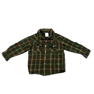 Vintage Wonderkids Sears Pearl Snap Shirt Toddler Kids 2T Plaid Green  - Picture 1 of 7