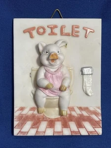 Shiah Yih TOILET HOG 3D Resin Pink Dress 6x4" DOOR or WALL PLAQUE - Picture 1 of 5